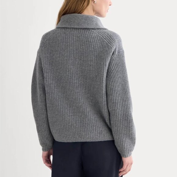 Everlane The Half-Zip Sweater in Luxe Merino Heathered Mid-Grey, Size Medium - Picture 4 of 9